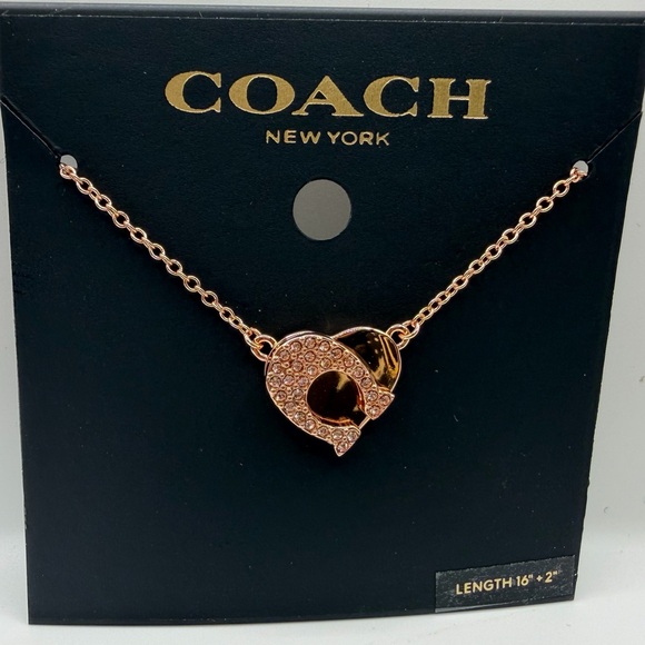 COACH Rose Gold Heart C pendant necklace NWT
